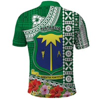 Fiji Natabua High School Polo Shirt Tropical Flower and Tapa Pattern Green Style LT03 - Polynesian Pride