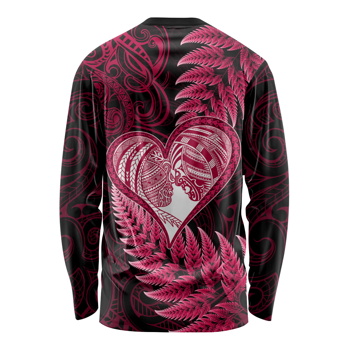 New Zealand Valentine Day Long Sleeve Shirt Aotearoa Warrior Love Story Silver Fern Koru Pink Style LT03 - Polynesian Pride
