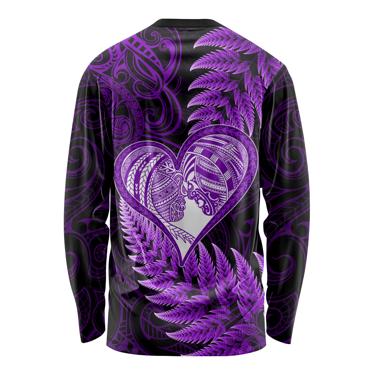 New Zealand Valentine Day Long Sleeve Shirt Aotearoa Warrior Love Story Silver Fern Koru Purple Style LT03 - Polynesian Pride