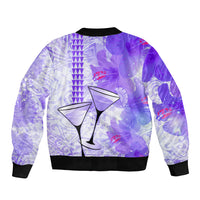 Hawaiian Cocktail Valentine Day Sleeve Zip Bomber Jacket Hibiscus Kakau Pattern Purple Version LT03 - Polynesian Pride