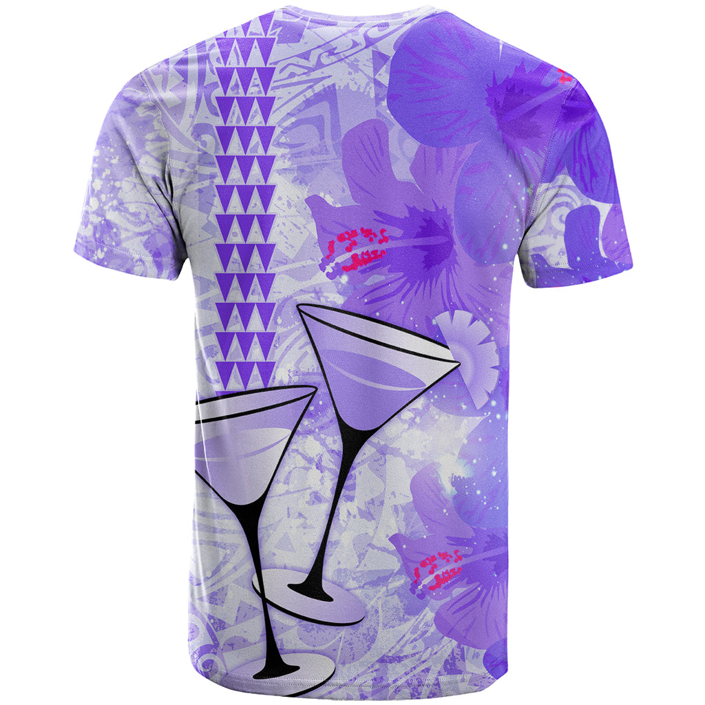 Hawaiian Cocktail Valentine Day T Shirt Hibiscus Kakau Pattern Purple Version LT03 - Polynesian Pride