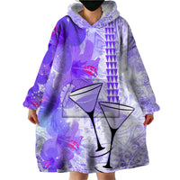 Hawaiian Cocktail Valentine Day Wearable Blanket Hoodie Hibiscus Kakau Pattern Purple Version LT03 - Polynesian Pride