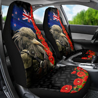New Zealand Kiwi Soldier ANZAC Car Seat Cover Red Poppy Flower and Silver Fern Pattern LT03 - Polynesian Pride