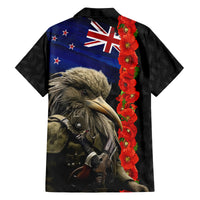 New Zealand Kiwi Soldier ANZAC Family Matching Off Shoulder Maxi Dress and Hawaiian Shirt Red Poppy Flower and Silver Fern Pattern LT03 - Polynesian Pride