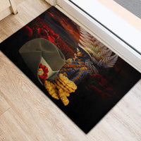 Slouch Hat and Biscuits ANZAC Rubber Doormat with Soldier Silver Fern LT03 - Polynesian Pride