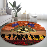 The Rising Sun Badge ANZAC Round Carpet Last Post Field of Poppy Starry Night Style LT03 - Polynesian Pride