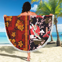 Pan-Pacific Festival Beach Blanket Hawaiian Tribal and Japanese Pattern Together Culture