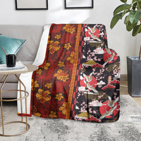 Pan-Pacific Festival Blanket Hawaiian Tribal and Japanese Pattern Together Culture