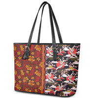 Pan-Pacific Festival Leather Tote Bag Hawaiian Tribal and Japanese Pattern Together Culture