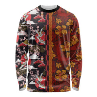 Pan-Pacific Festival Long Sleeve Shirt Hawaiian Tribal and Japanese Pattern Together Culture