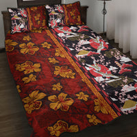 Pan-Pacific Festival Quilt Bed Set Hawaiian Tribal and Japanese Pattern Together Culture
