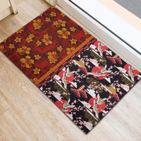Japanese Culture Hawaii Style Rubber Doormat Hawaiian Tribal and Japanese Pattern Together Culture LT03 - Polynesian Pride