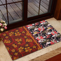 Japanese Culture Hawaii Style Rubber Doormat Hawaiian Tribal and Japanese Pattern Together Culture LT03 - Polynesian Pride