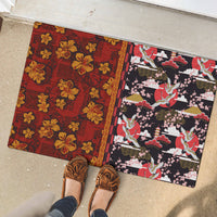 Japanese Culture Hawaii Style Rubber Doormat Hawaiian Tribal and Japanese Pattern Together Culture LT03 - Polynesian Pride