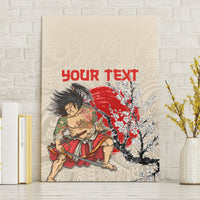 Personalised Pan-Pacific Festival Canvas Wall Art Japanese Samurai with Hawaiian Pattern