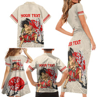 Personalised Pan-Pacific Festival Family Matching Short Sleeve Bodycon Dress and Hawaiian Shirt Japanese Samurai with Hawaiian Pattern