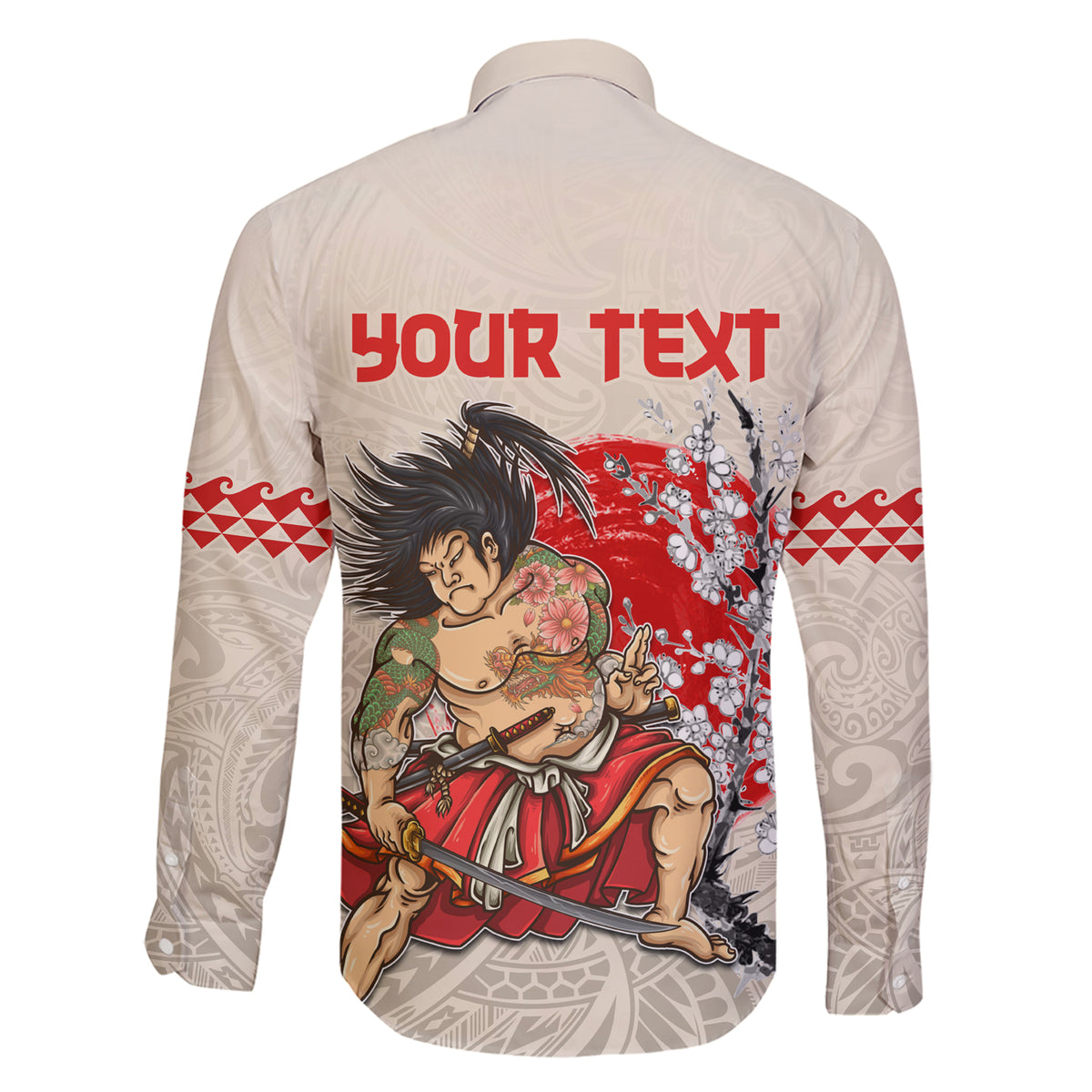 Personalised Pan-Pacific Festival Family Matching Short Sleeve Bodycon Dress and Hawaiian Shirt Japanese Samurai with Hawaiian Pattern