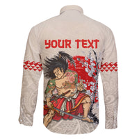 Personalised Pan-Pacific Festival Family Matching Short Sleeve Bodycon Dress and Hawaiian Shirt Japanese Samurai with Hawaiian Pattern