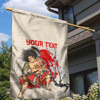 Personalised Pan-Pacific Festival Garden Flag Japanese Samurai with Hawaiian Pattern