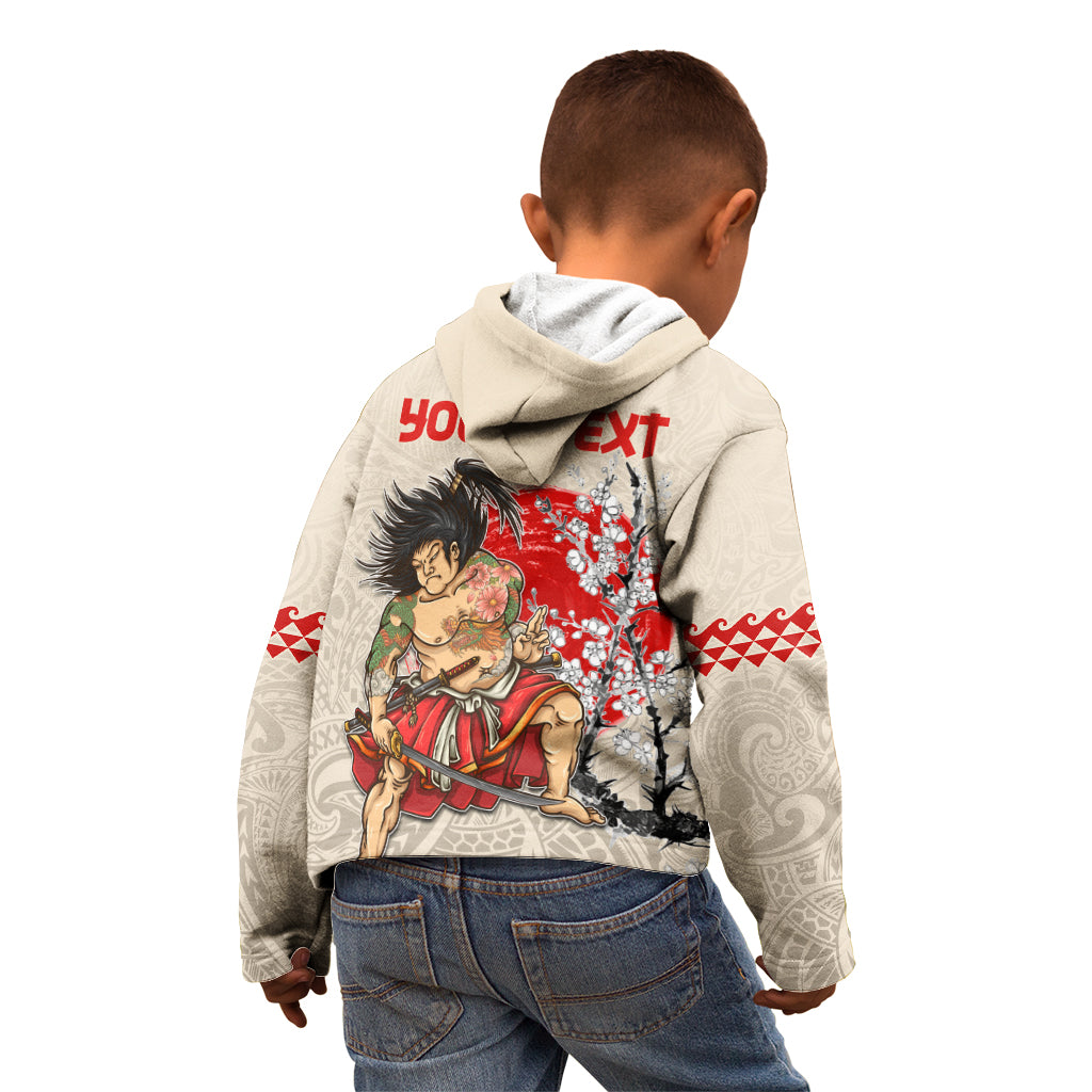 Personalised Japanese Culture Hawaii Style Kid Hoodie Japanese Samurai with Hawaiian Pattern LT03 - Polynesian Pride