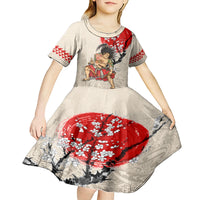 Personalised Japanese Culture Hawaii Style Kid Short Sleeve Dress Japanese Samurai with Hawaiian Pattern LT03 - Polynesian Pride