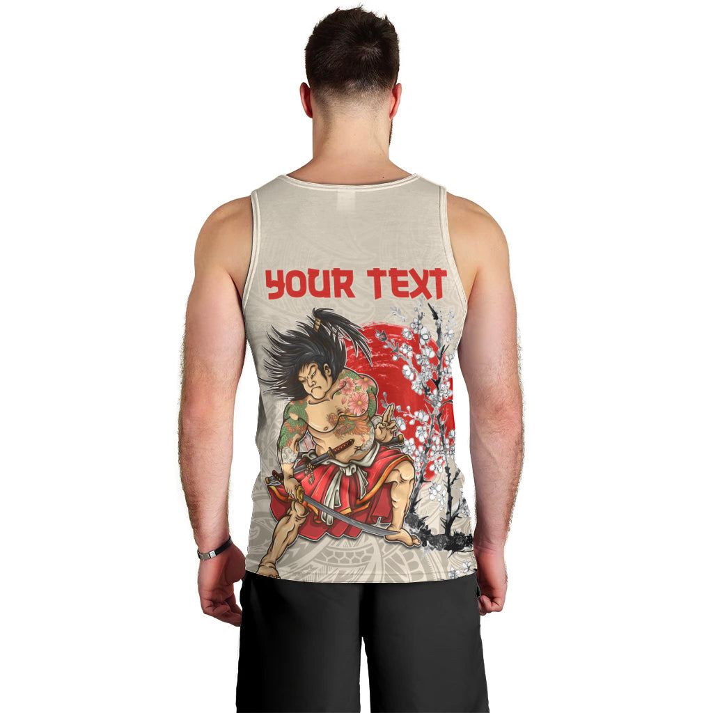 Personalised Pan-Pacific Festival Men Tank Top Japanese Samurai with Hawaiian Pattern
