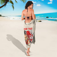 Personalised Pan-Pacific Festival Sarong Japanese Samurai with Hawaiian Pattern