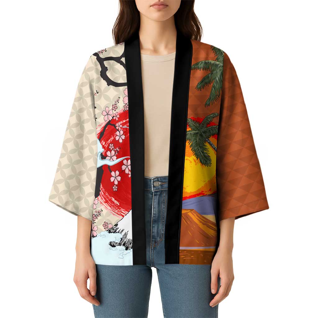 Japanese Culture Hawaii Style Kimono Mauna Kea and Fuji Mountains - Polynesian Pride