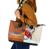 Pan-Pacific Festival Leather Tote Bag Mauna Kea and Fuji Mountains