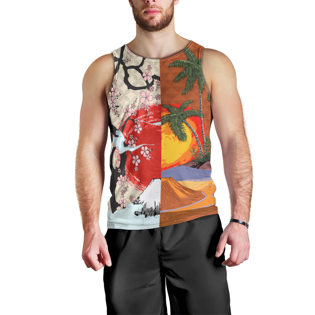 Pan-Pacific Festival Men Tank Top Mauna Kea and Fuji Mountains