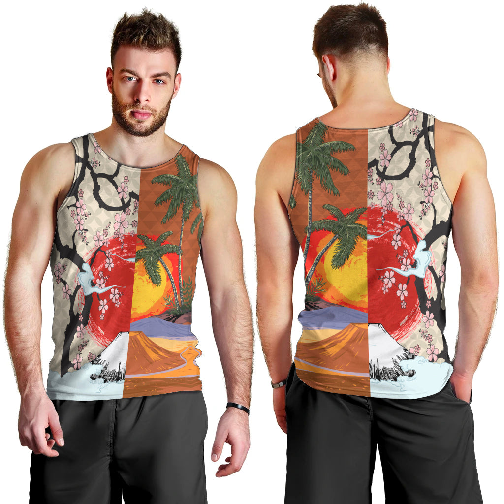 Pan-Pacific Festival Men Tank Top Mauna Kea and Fuji Mountains