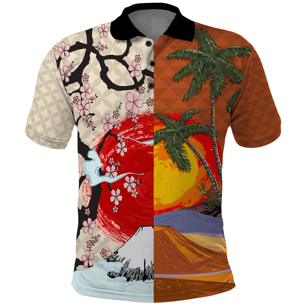 Pan-Pacific Festival Polo Shirt Mauna Kea and Fuji Mountains