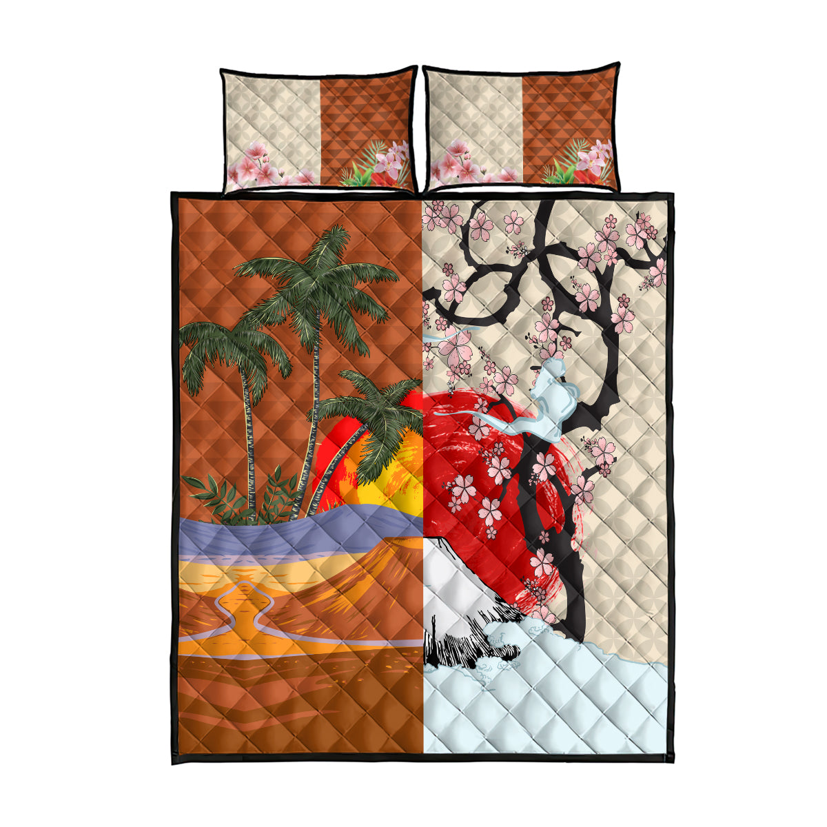 Pan-Pacific Festival Quilt Bed Set Mauna Kea and Fuji Mountains