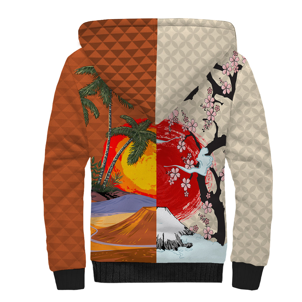 Pan-Pacific Festival Sherpa Hoodie Mauna Kea and Fuji Mountains