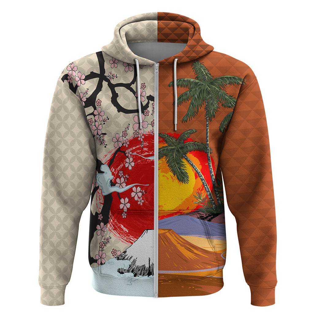 Pan-Pacific Festival Zip Hoodie Mauna Kea and Fuji Mountains