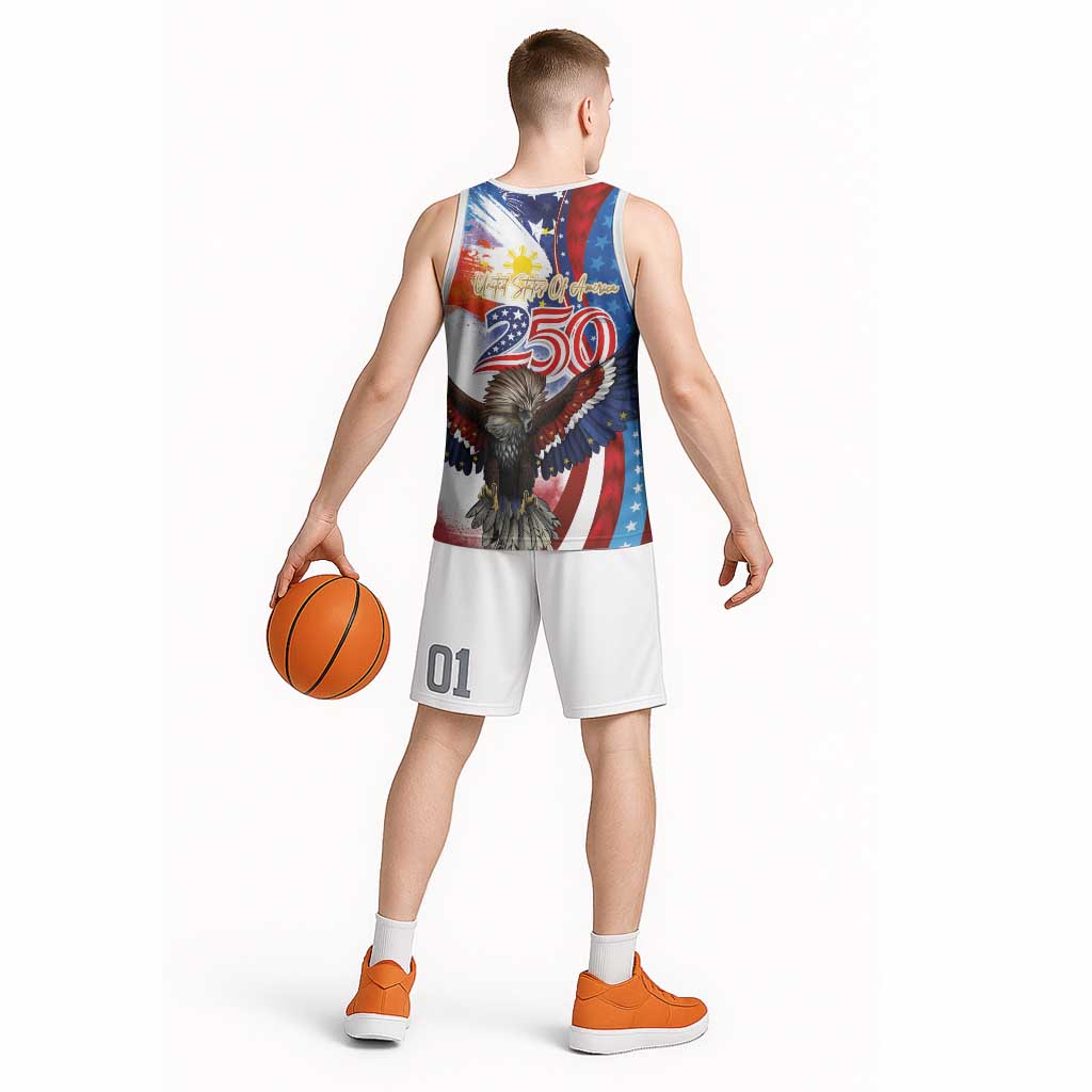 Philippines and United States Semiquincentennial Basketball Jersey Eagle and National Flag Style