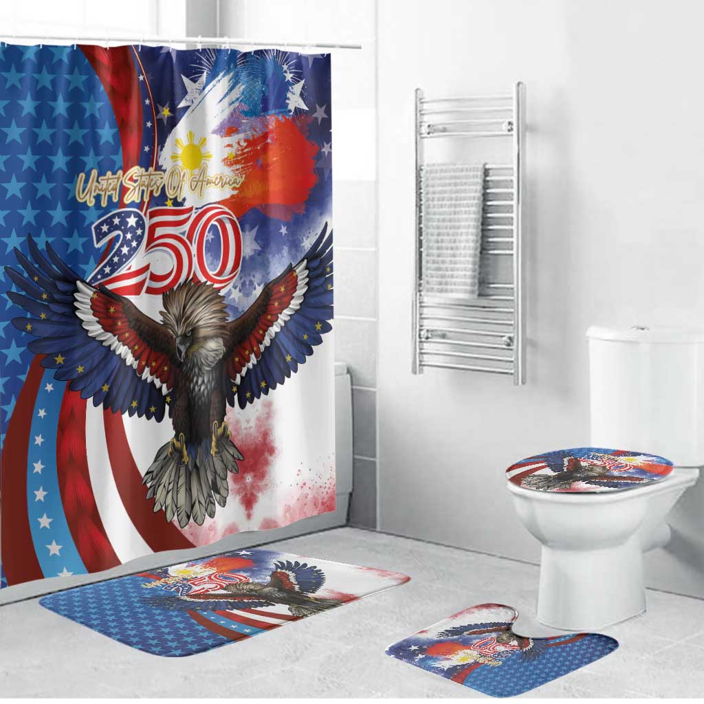 Philippines and United States Semiquincentennial Bathroom Set Eagle and National Flag Style