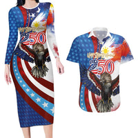 Philippines and United States Semiquincentennial Couples Matching Long Sleeve Bodycon Dress and Hawaiian Shirt Eagle and National Flag Style