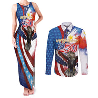Philippines and United States Semiquincentennial Couples Matching Tank Maxi Dress and Long Sleeve Button Shirt Eagle and National Flag Style