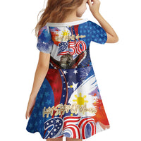 Philippines and United States Semiquincentennial Family Matching Mermaid Dress and Hawaiian Shirt Eagle and National Flag Style