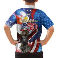 Philippines and United States Semiquincentennial Family Matching Off Shoulder Maxi Dress and Hawaiian Shirt Eagle and National Flag Style