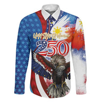 Philippines and United States Semiquincentennial Family Matching Off Shoulder Maxi Dress and Hawaiian Shirt Eagle and National Flag Style