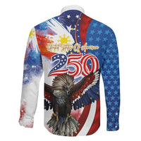 Philippines and United States Semiquincentennial Family Matching Off Shoulder Maxi Dress and Hawaiian Shirt Eagle and National Flag Style