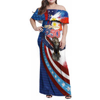 Philippines and United States Semiquincentennial Family Matching Off Shoulder Maxi Dress and Hawaiian Shirt Eagle and National Flag Style