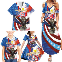 Philippines and United States Semiquincentennial Family Matching Summer Maxi Dress and Hawaiian Shirt Eagle and National Flag Style