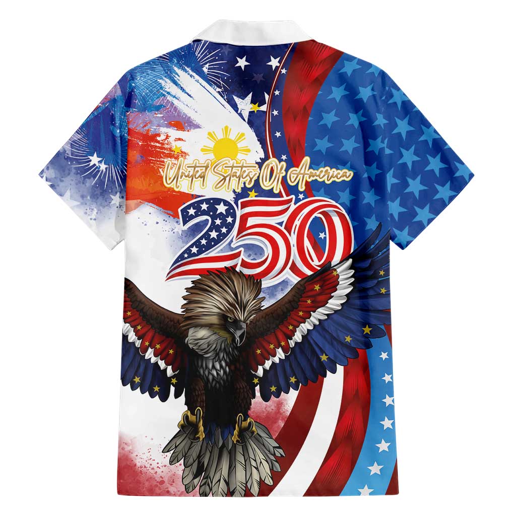 Philippines and United States Semiquincentennial Family Matching Summer Maxi Dress and Hawaiian Shirt Eagle and National Flag Style