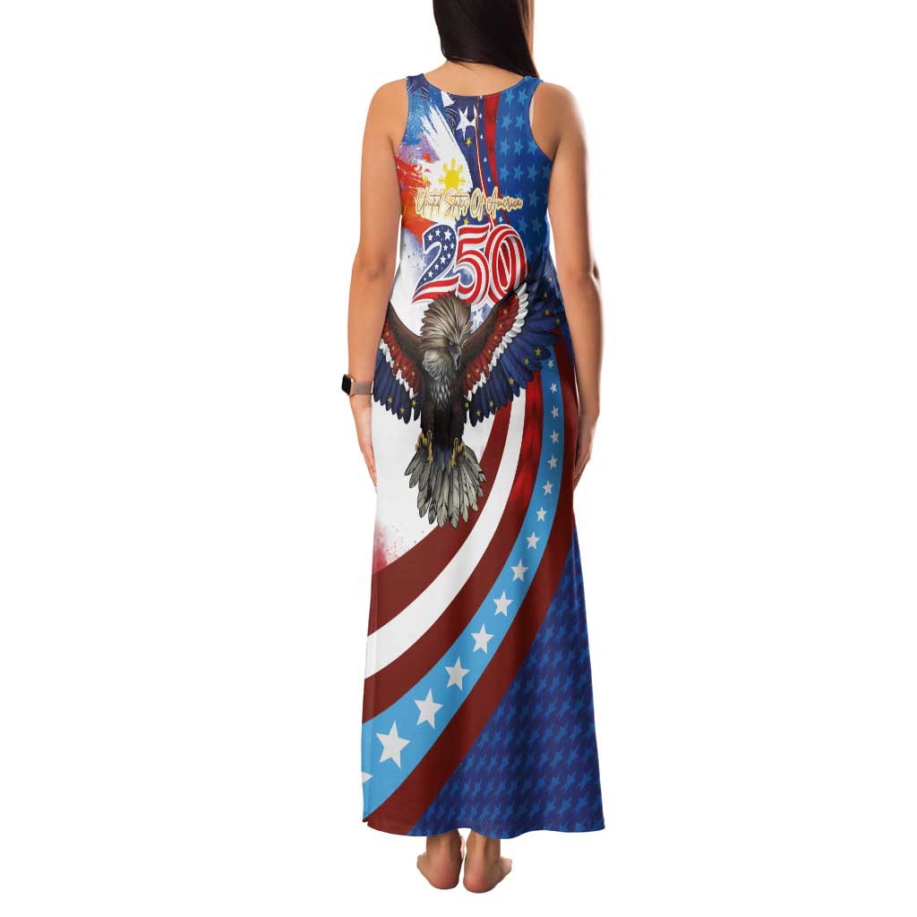 Philippines and United States Semiquincentennial Family Matching Tank Maxi Dress and Hawaiian Shirt Eagle and National Flag Style