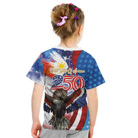 Philippines and United States Semiquincentennial Kid T Shirt Eagle and National Flag Style