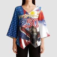 Philippines and United States Semiquincentennial Kimono Sleeve Blouse Eagle and National Flag Style