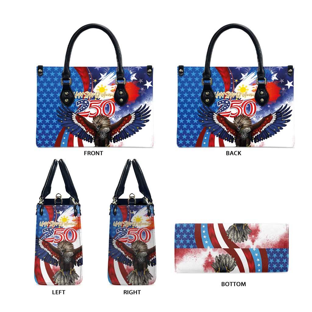 Philippines and United States Semiquincentennial Leather Bag Eagle and National Flag Style
